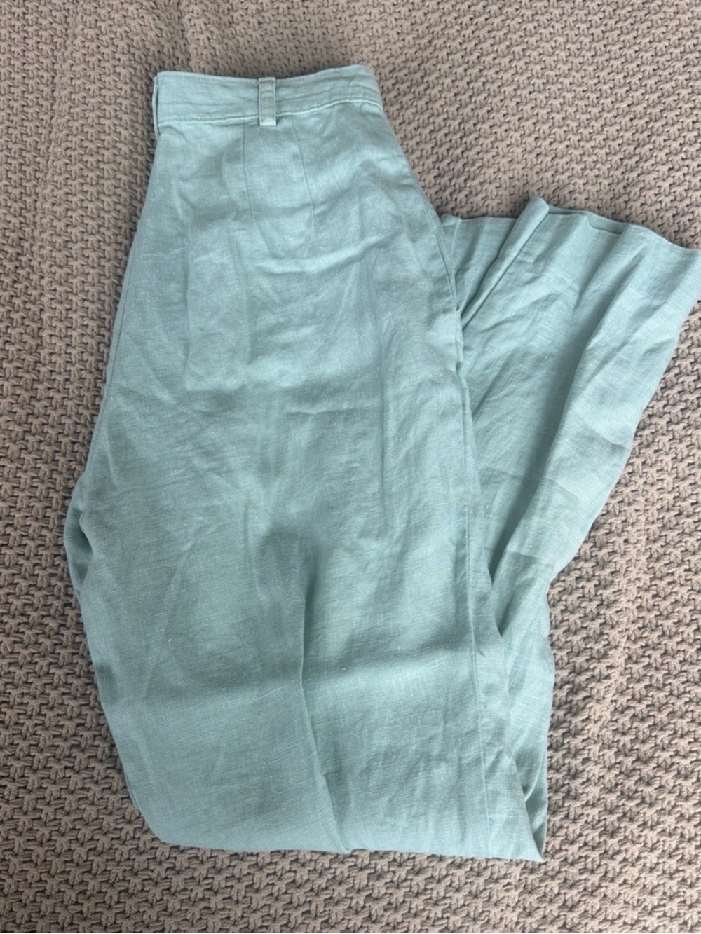 Sea Foam Green Linen Pants - Picture 2 of 4